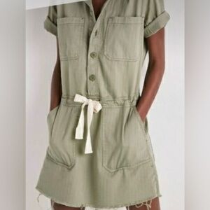 Lucky Brand Cargo Drawstring olive green mini dress
